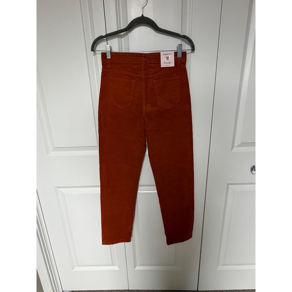 Franki by Francesca's Youth 12 Rust Orange Corduroy Ultra High Rise Mom Jeans - Picture 6 of 9